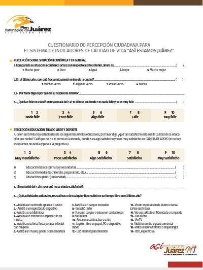 Cuestionario Encuesta de Percepción Así Estamos Juárez 2013