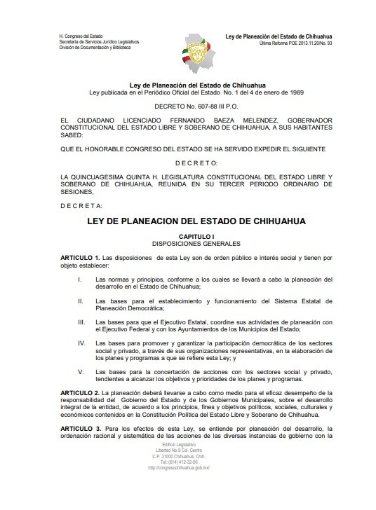 Ley de Planeación del Estado de Chihuahua