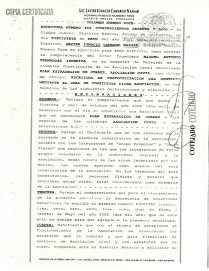 Acta Constitutiva de la Asociación