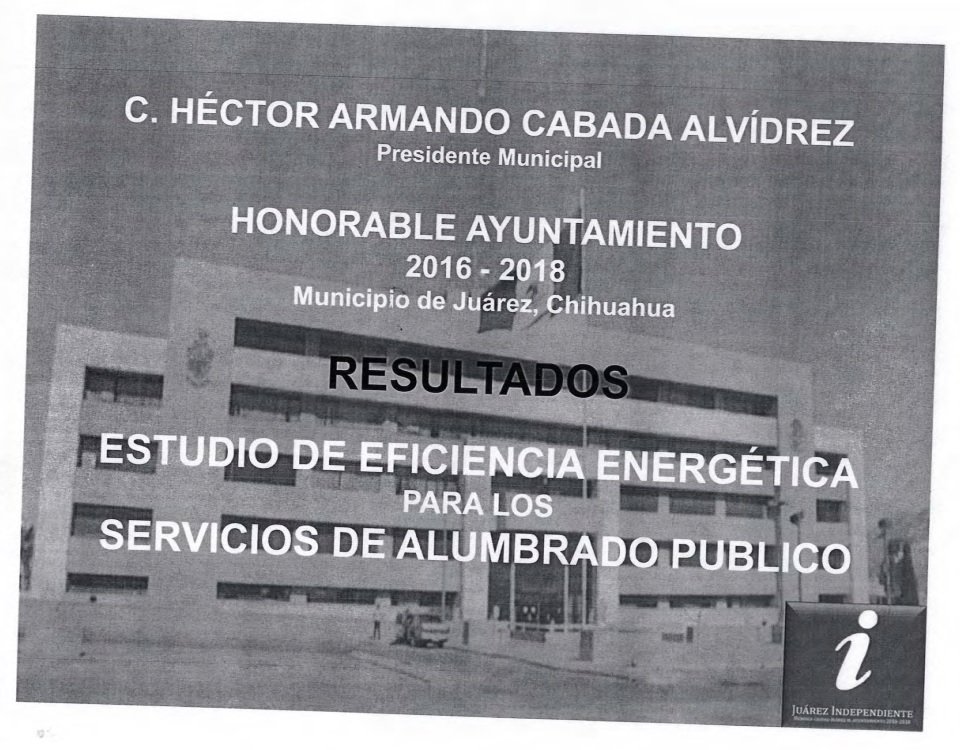 Resultados Estudio de Eficiencia Energética para los Servicio de Alumbrado Público