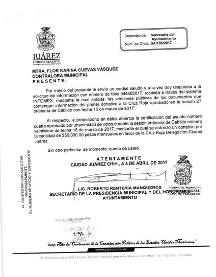 Donativos a Cruz Roja Mexicana