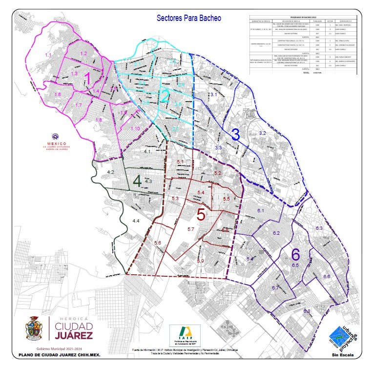 Mapa de Sectores para Bacheo