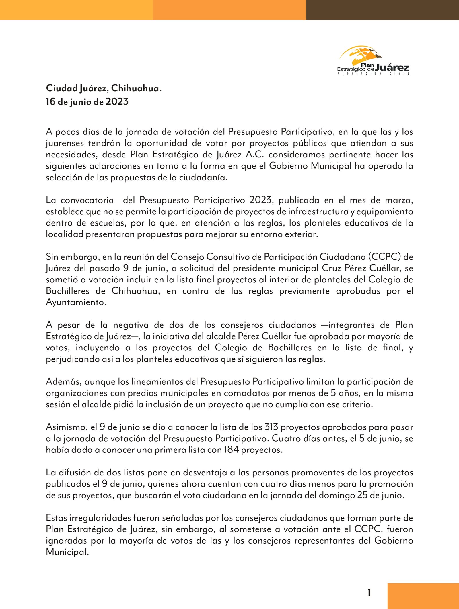 Comunicado: A solicitud del alcalde, Municipio evade reglas del Presupuesto Participativo