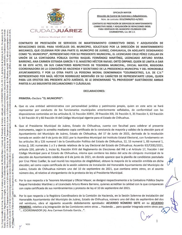 Contrato DCA/DMM/013-A/2021 COURMEXTRES