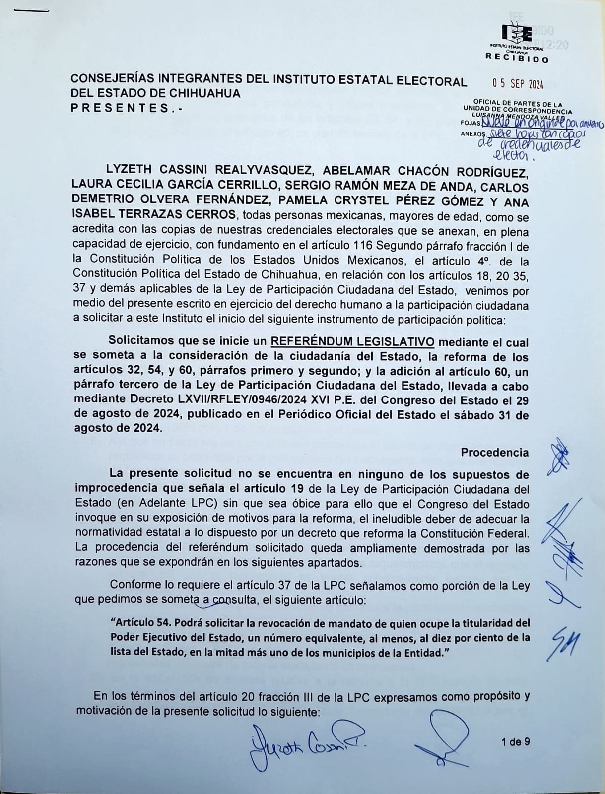 Solicitud de referéndum ante el IEE